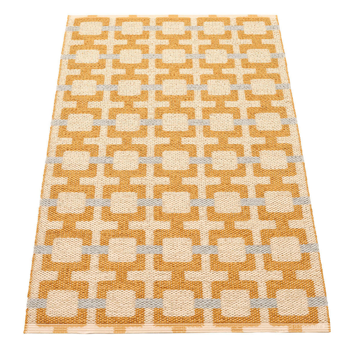 Pappelina Tom gulvtæppe i ochre, cream og sage, 120 × 70 cm