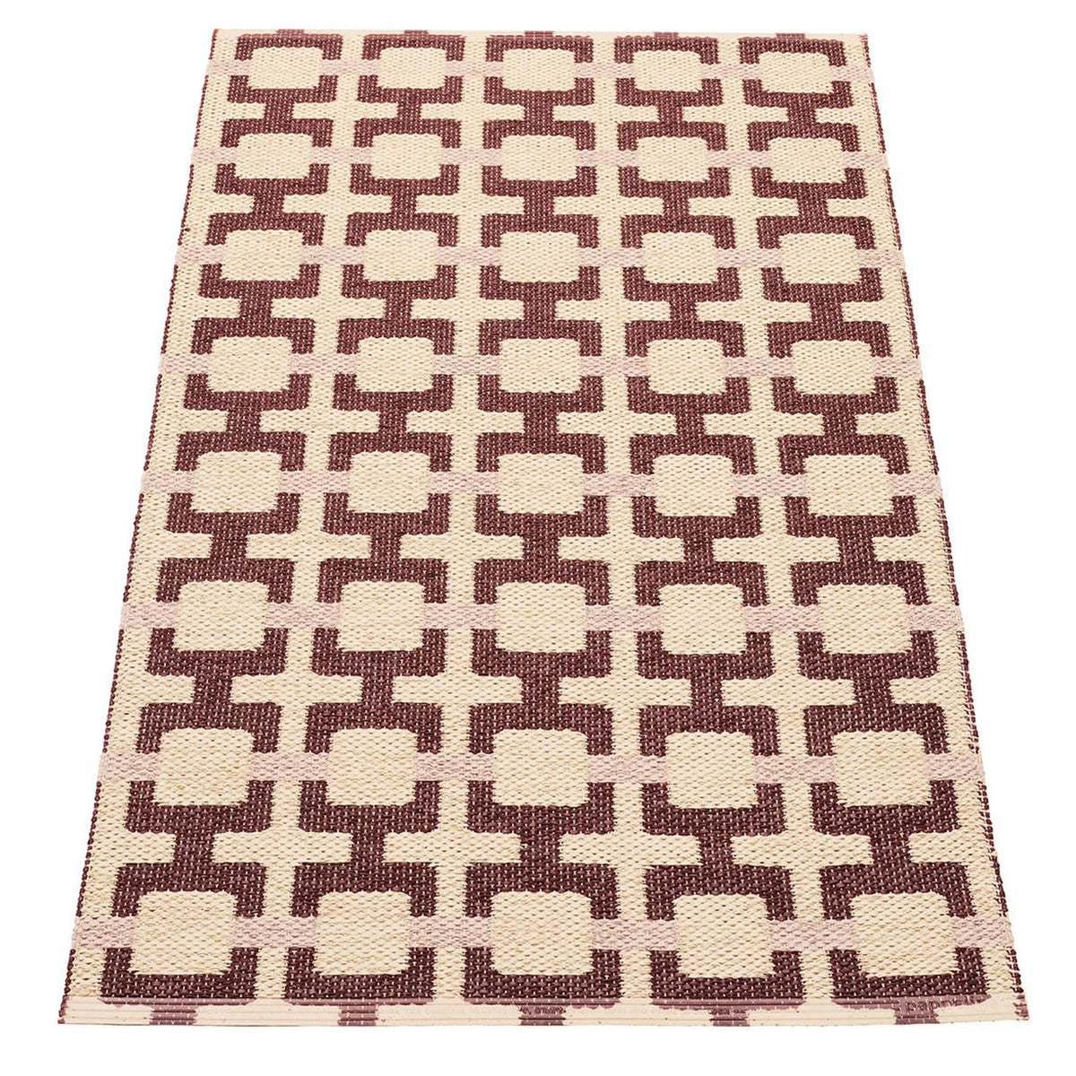 Pappelina Tom gulvtæppe på 120 x 70 cm i burgundy, cream og rose