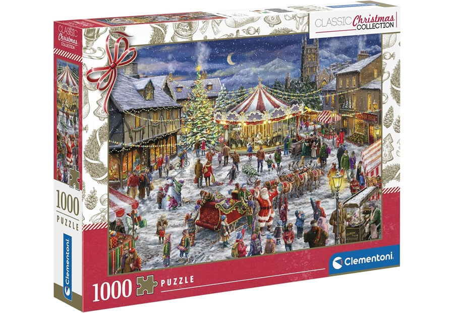 Puslespilsæske til The Christmas Fair fra Clementoni med 1000 brikker