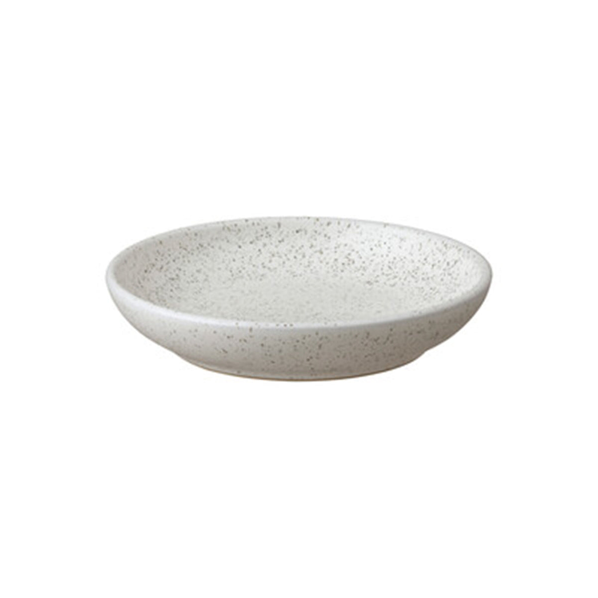 Lille beige asiet fra Denby, serien Grain Barley, 13,5 cm, i stentøj med mørke prikker