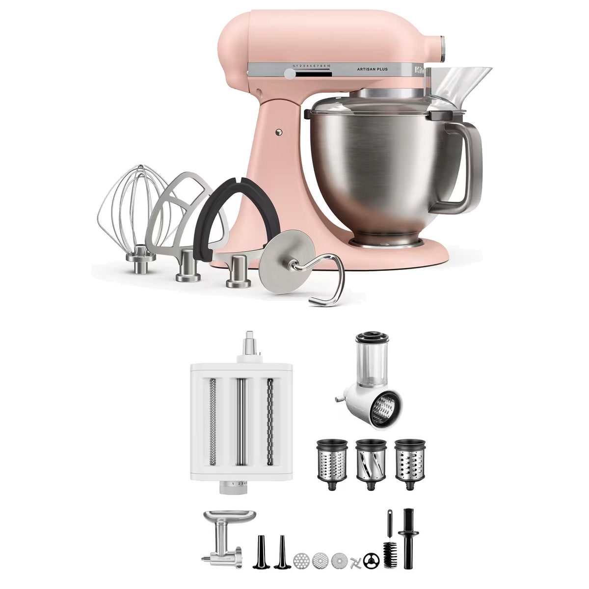 KitchenAid Artisan Plus køkkenmaskine i feather pink med skål i rustfrit stål, 4,7 liter
