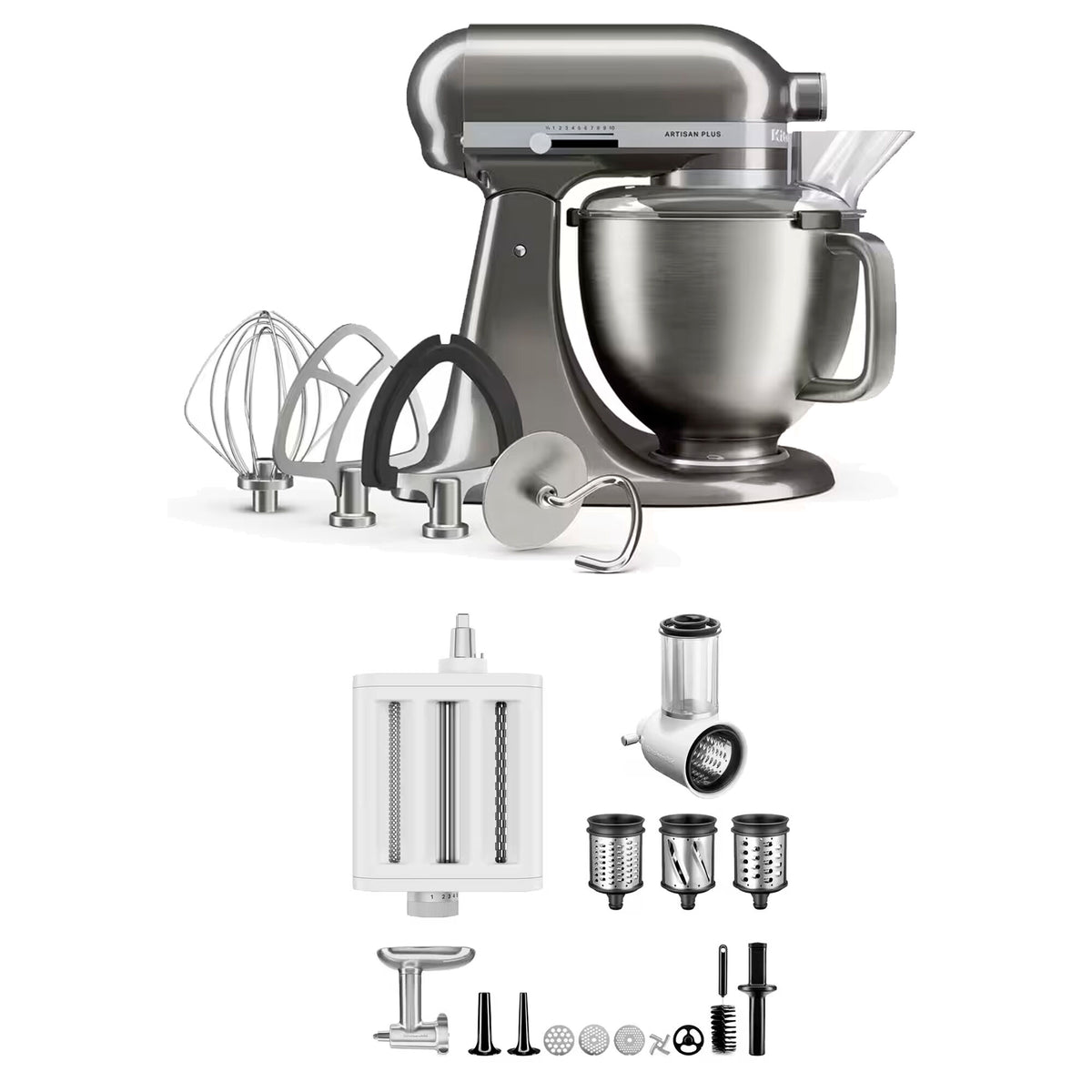 KitchenAid Artisan Plus køkkenmaskine i medallion silver med 4,7 liters skål i rustfrit stål