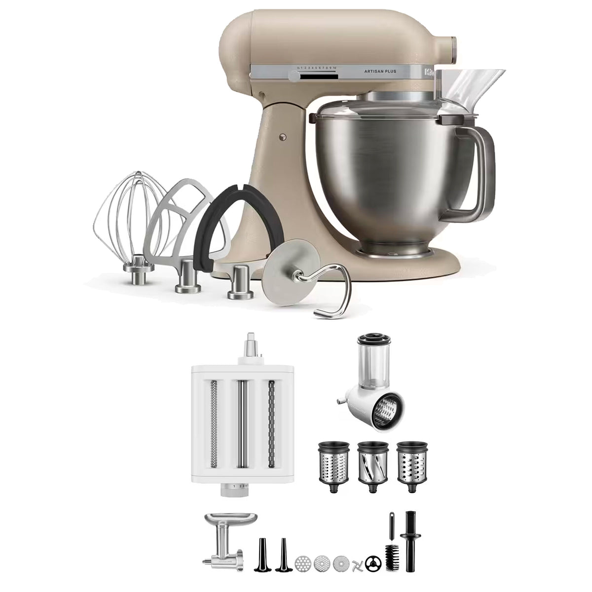 KitchenAid Artisan Plus køkkenmaskine i nuancen oat med skål i rustfrit stål på 4,7 liter