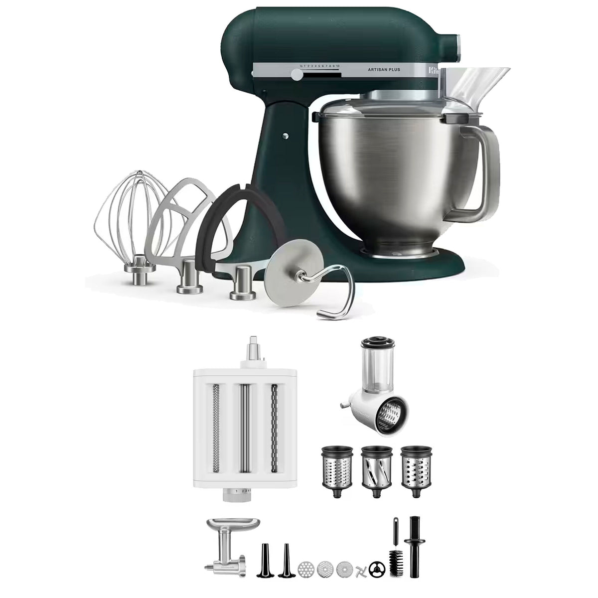 KitchenAid Artisan Plus køkkenmaskine i farven Pebbled Palm med skål i rustfrit stål