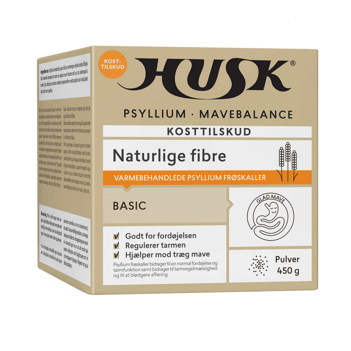 Pakning med Husk Psyllium Mavebalance frøskaller, 450 g kosttilskud