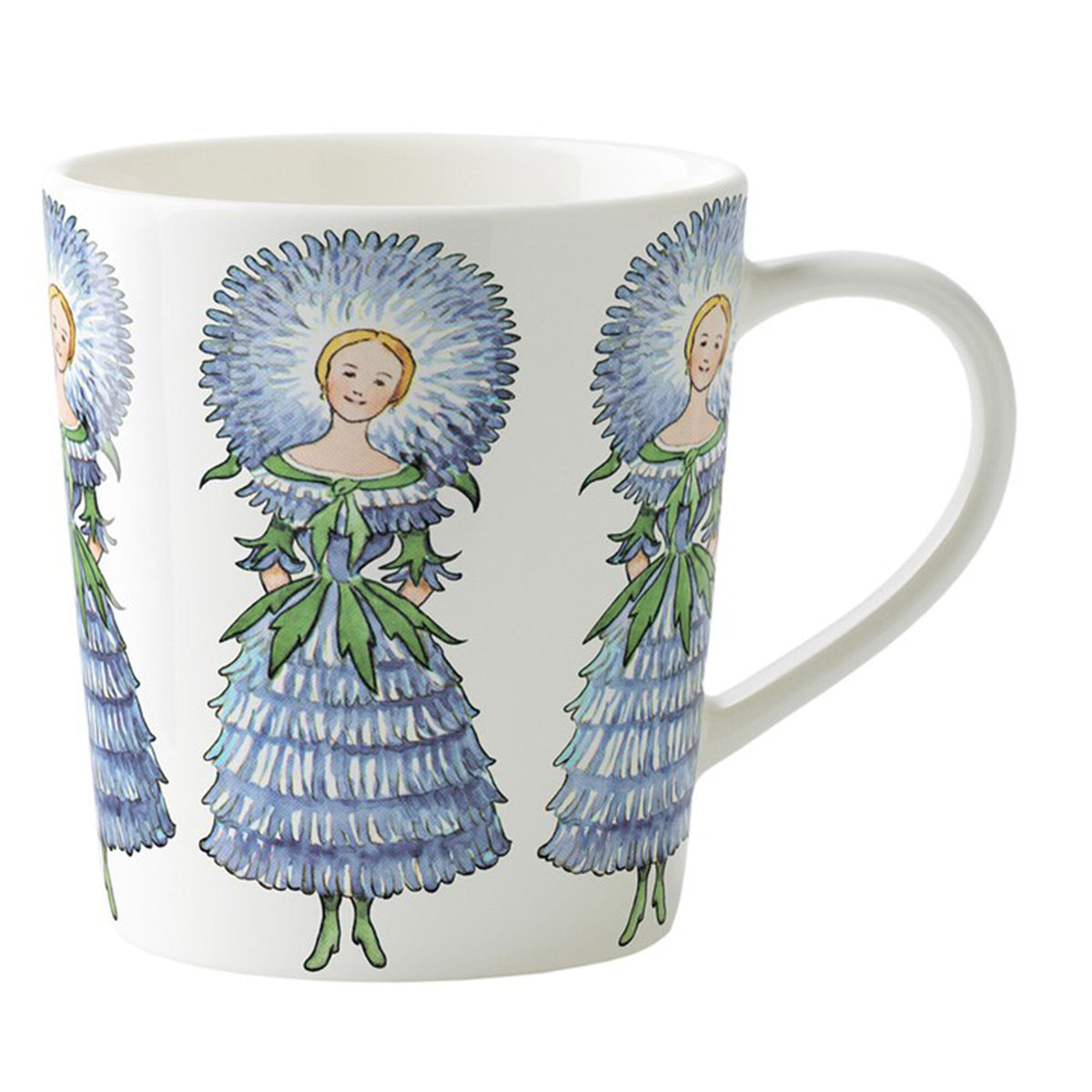 Krus med hank på 40 cl fra Design House Stockholm, Elsa Beskow, motivet Mrs. Aster