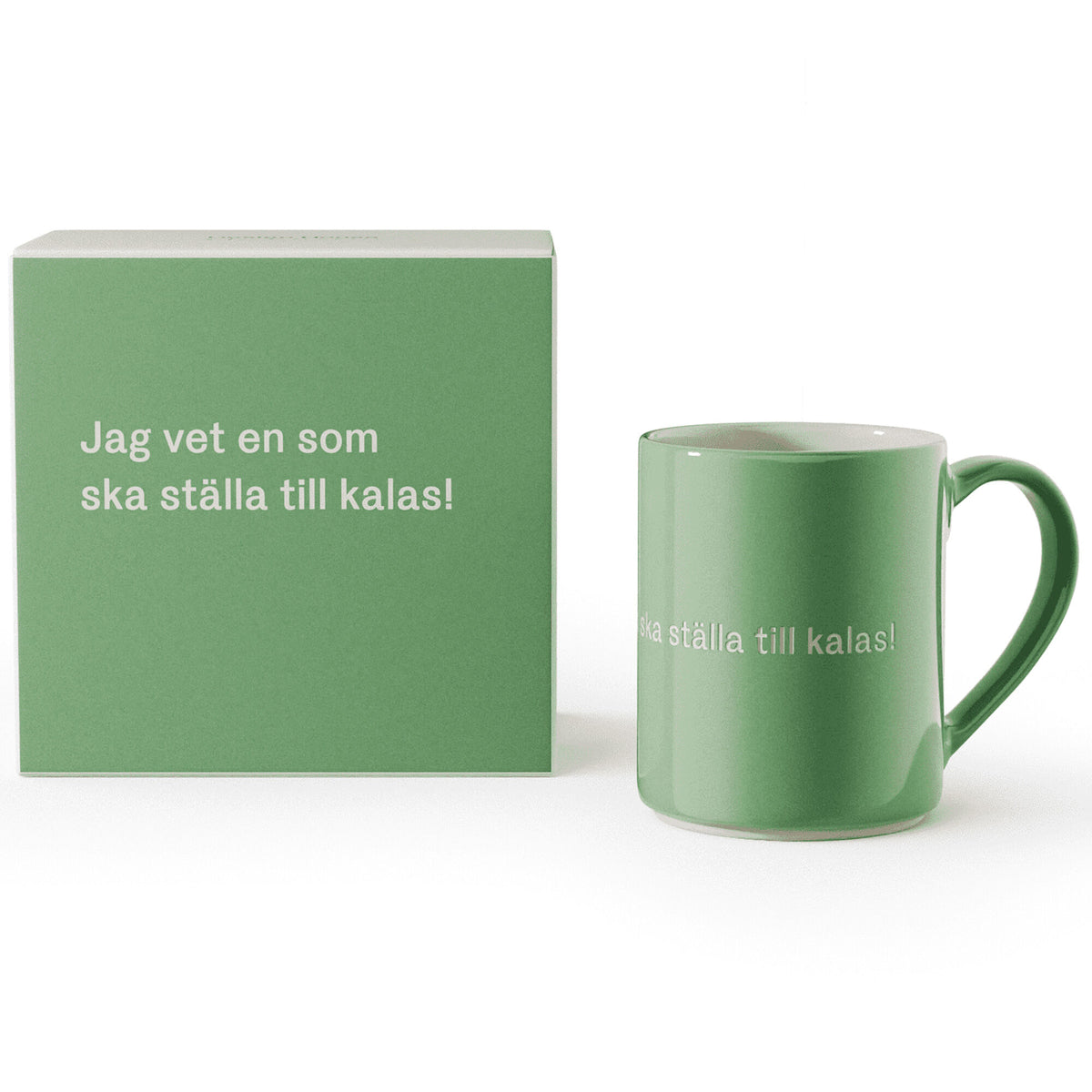Design House Stockholm krus på 35 cl med Astrid Lindgren-citatet Jag vet en som ska ställa till kalas
