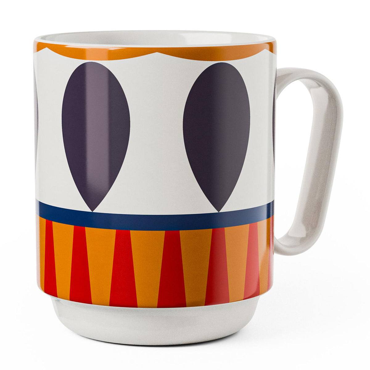 Farverigt krus på 35 cl fra Design House Stockholm, Birds 1967 No. 1, med grafiske fuglemotiver