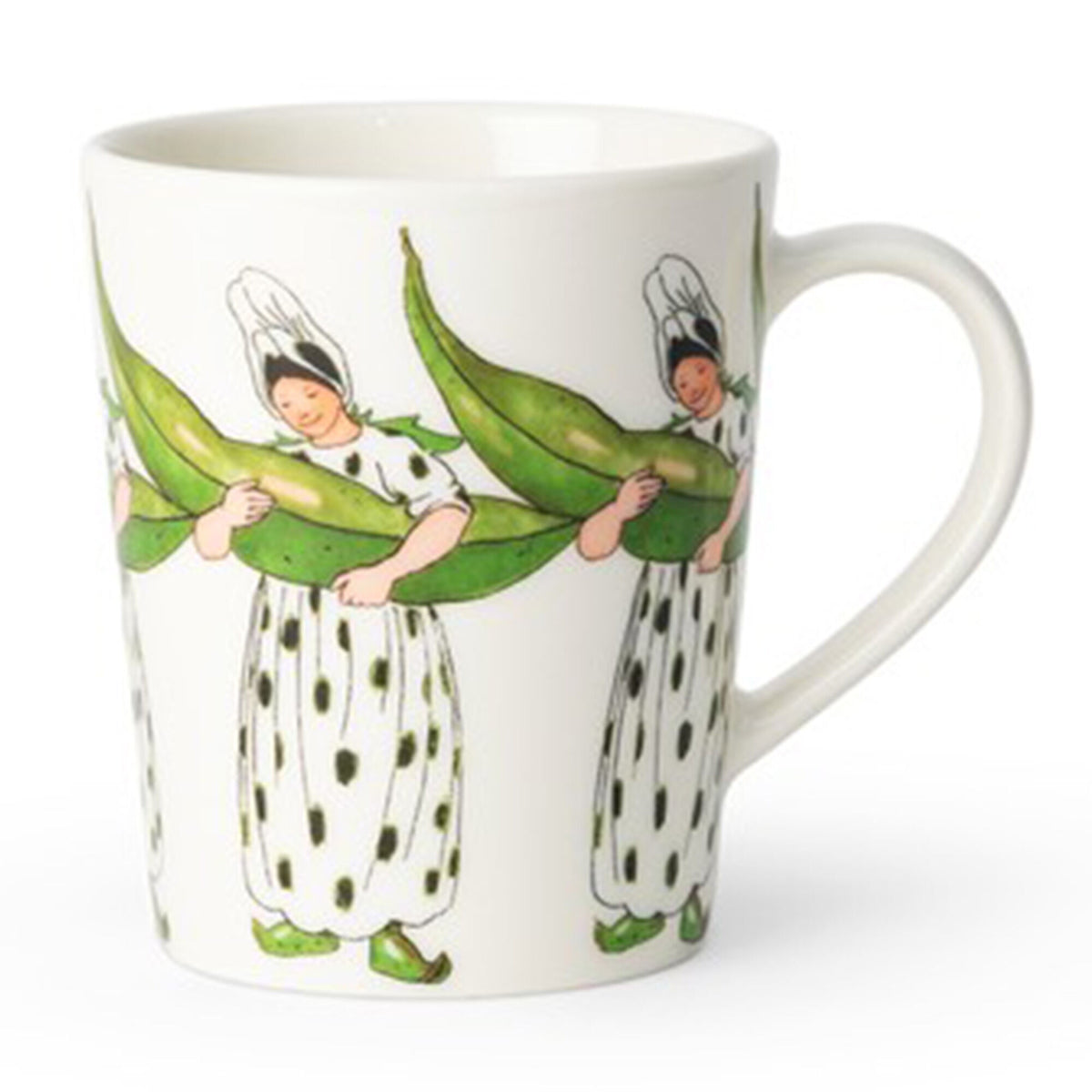 Design House Stockholm krus med hank og Elsa Beskow-motivet Mrs Broad Bean