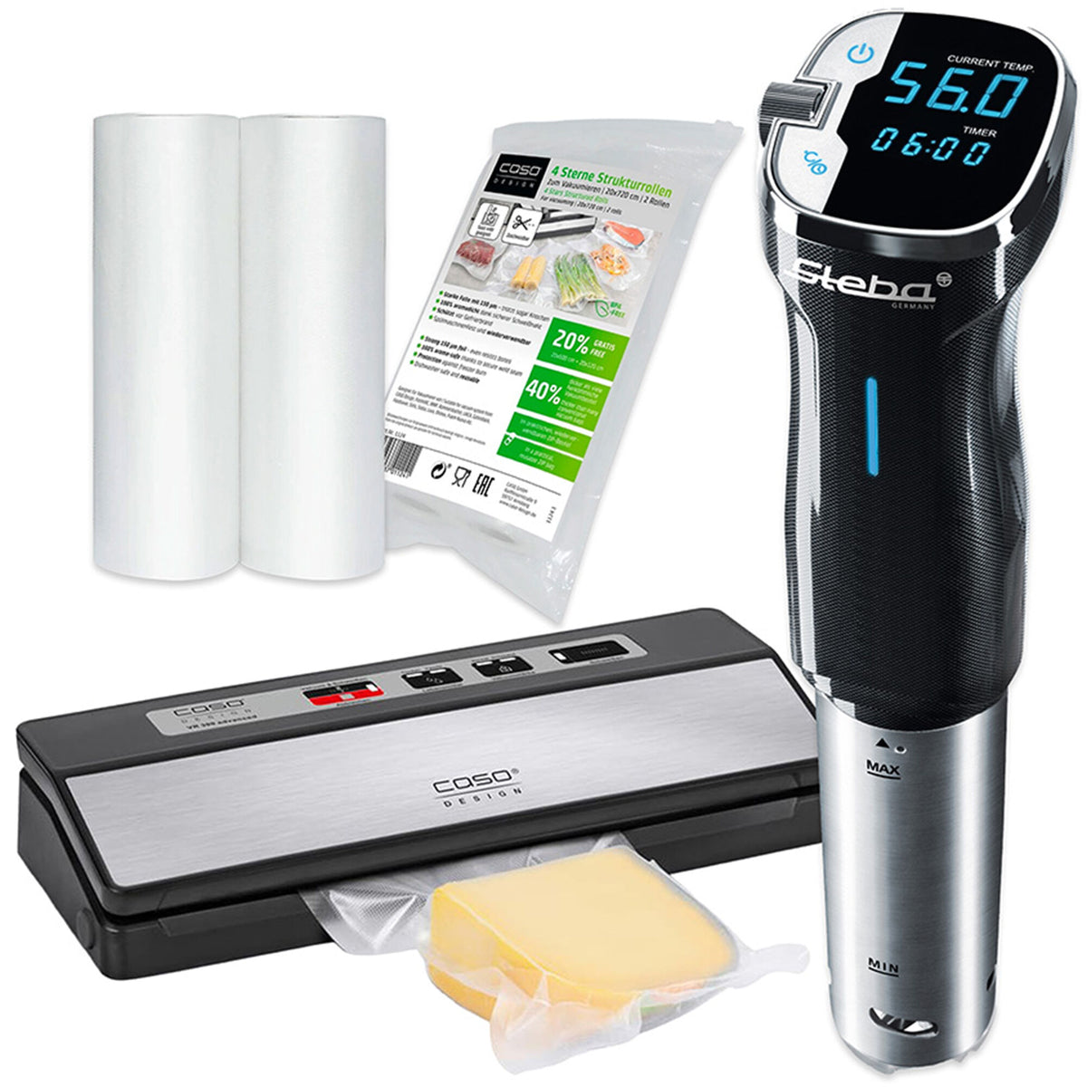 Caso SV50390SET sous vide-sæt med sous vide-cirkulator og vakuumpakker