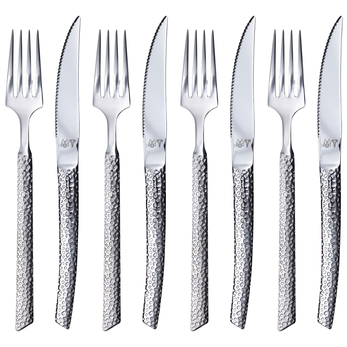 Vargen & Thor LAVA steakset med fire knive og fire gafler i rustfrit stål