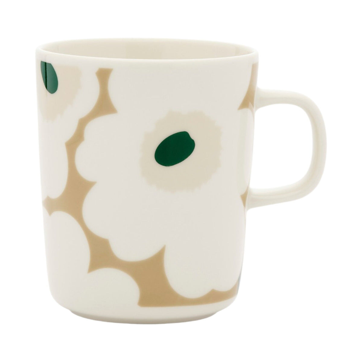 Marimekko Unikko Oiva krus 25 cl i hvid, beige, sand og mørkegrøn