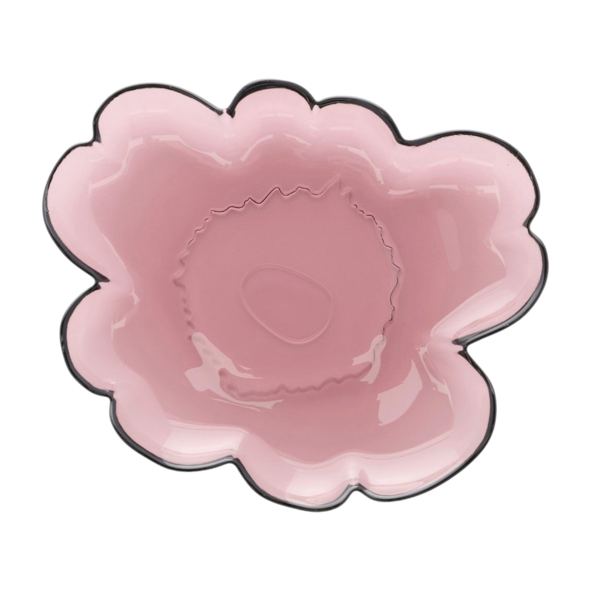 Marimekko Unikko lille glastallerken 20 cm formet som valmuen Unikko i farven lyng