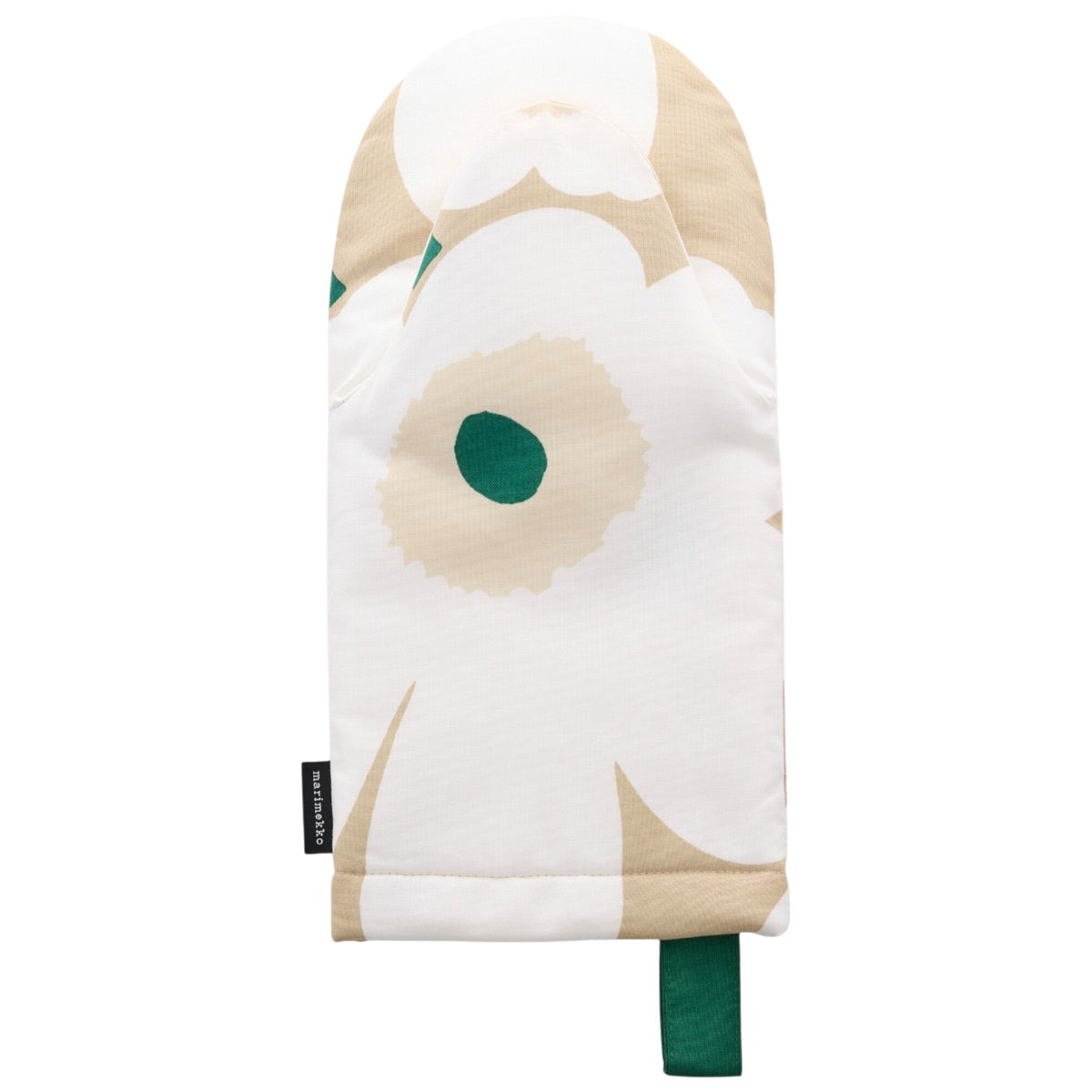 Pieni Unikko grydvante fra Marimekko i sand, hvid, hø og smaragd