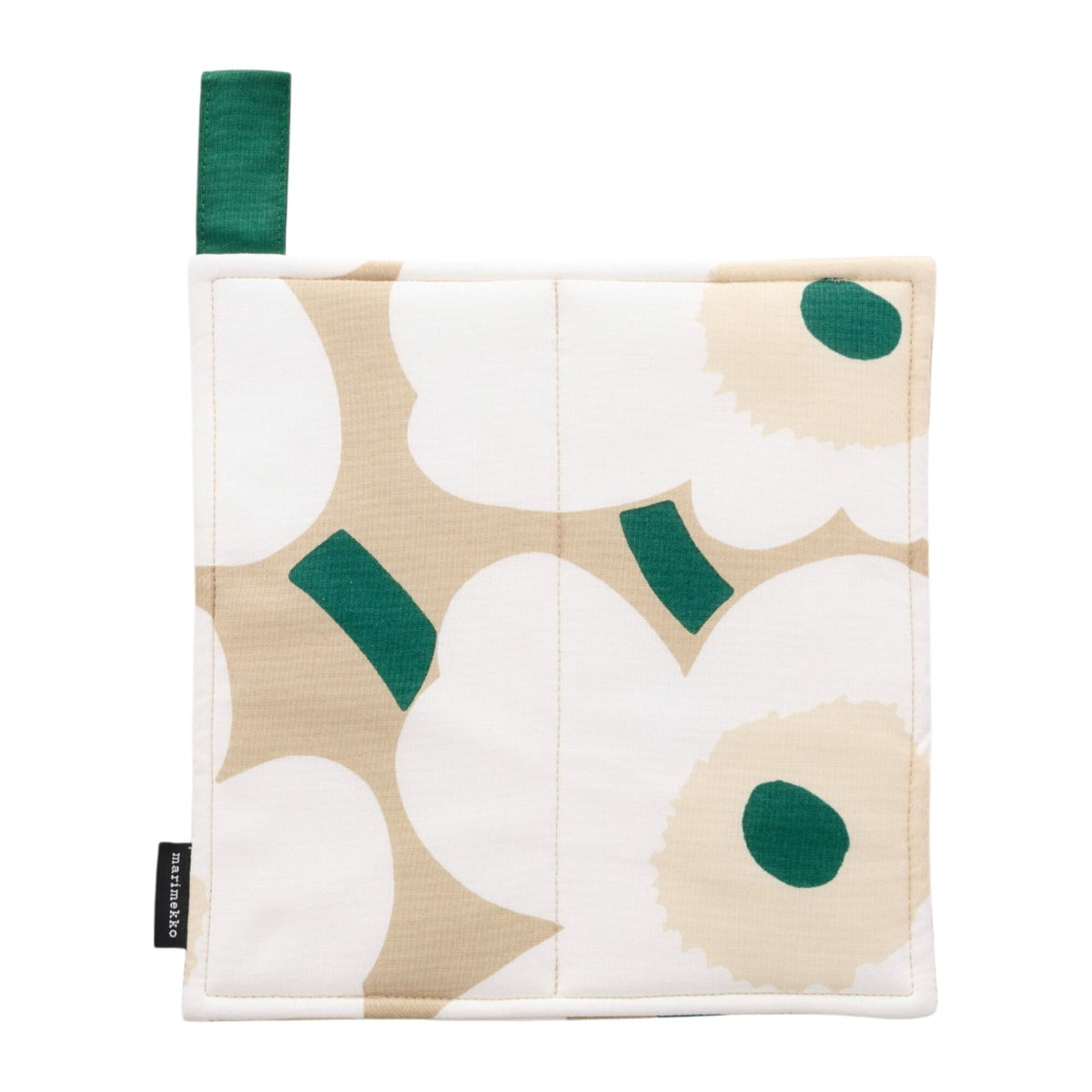 Firkantet grydelap fra Marimekko med Pieni Unikko-print i sand, hvid, hø og smaragd