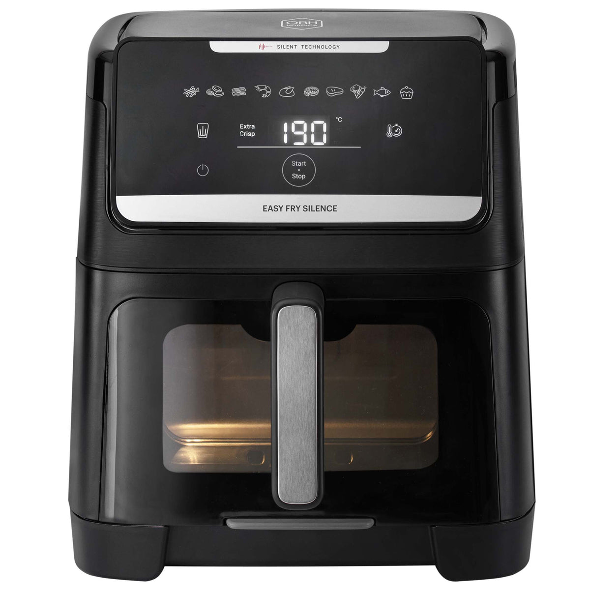 Sort OBH Nordica Easy Fry Silence Vision airfryer, 7 liter