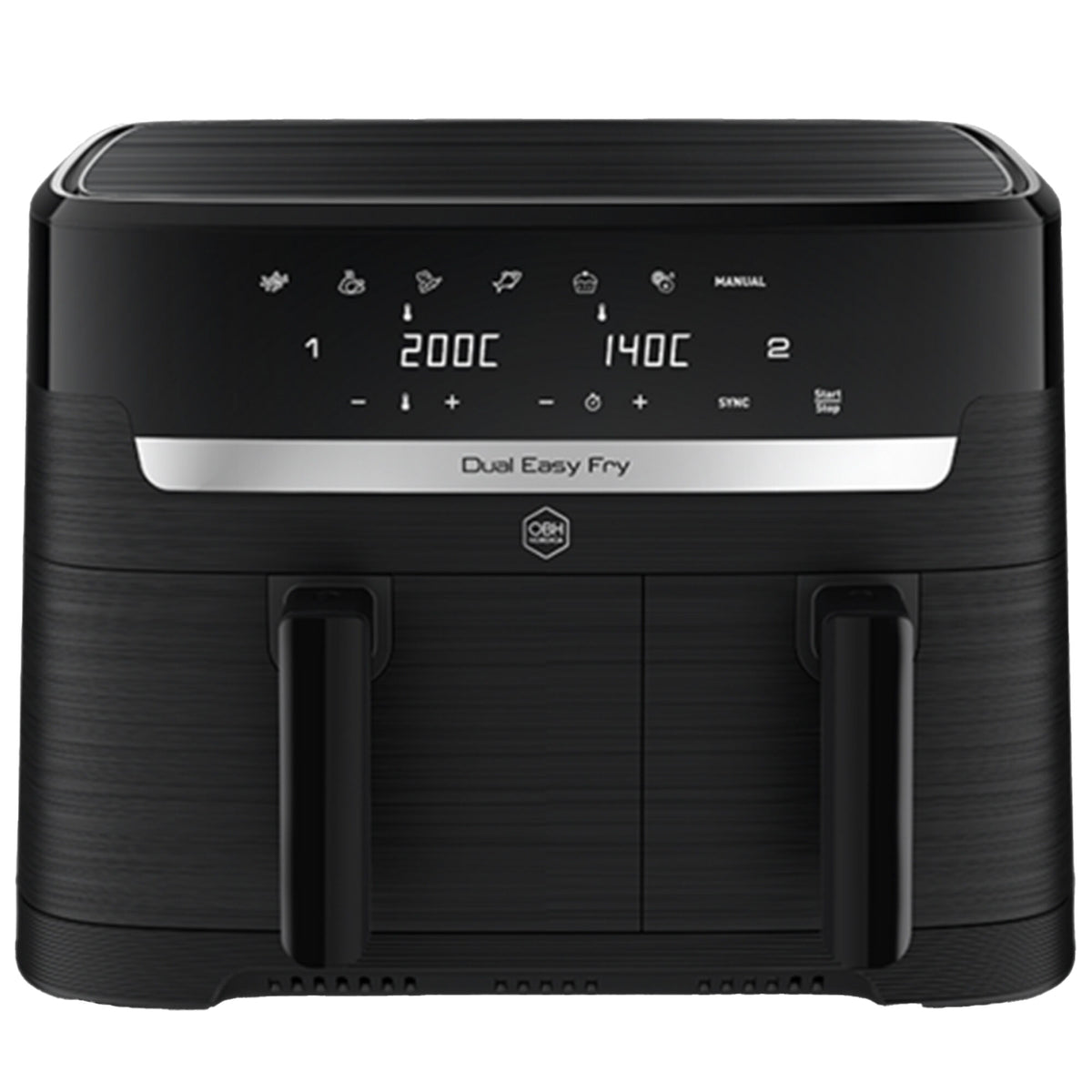 Sort OBH Nordica Easy Fry Dual airfryer med to skuffer, 8,3 liter