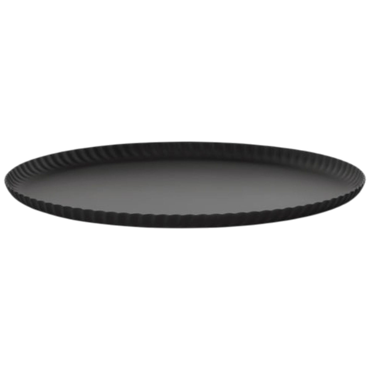 Sort bakke i stål fra Alessi, serien Pleats, 31 cm med plisseret overflade