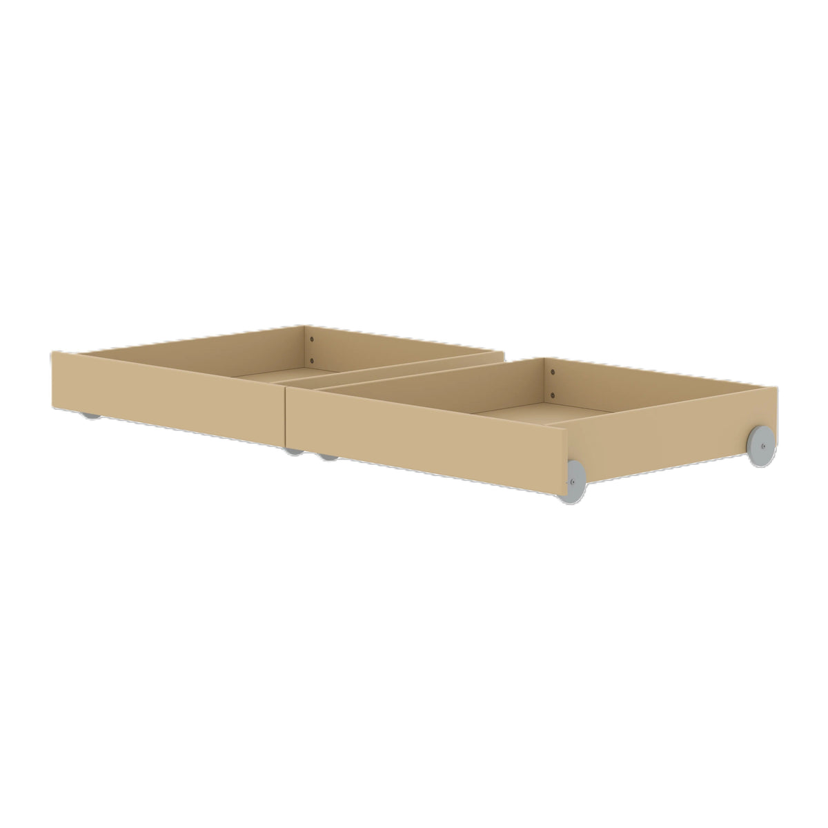 To sengeskuffer med gummihjul fra Flexa White i farven Sand, 20 x 98 x 92 cm