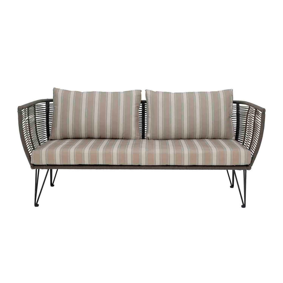 Bloomingville Mundo havesofa med hynder i grøn polyesterreb og sort metal