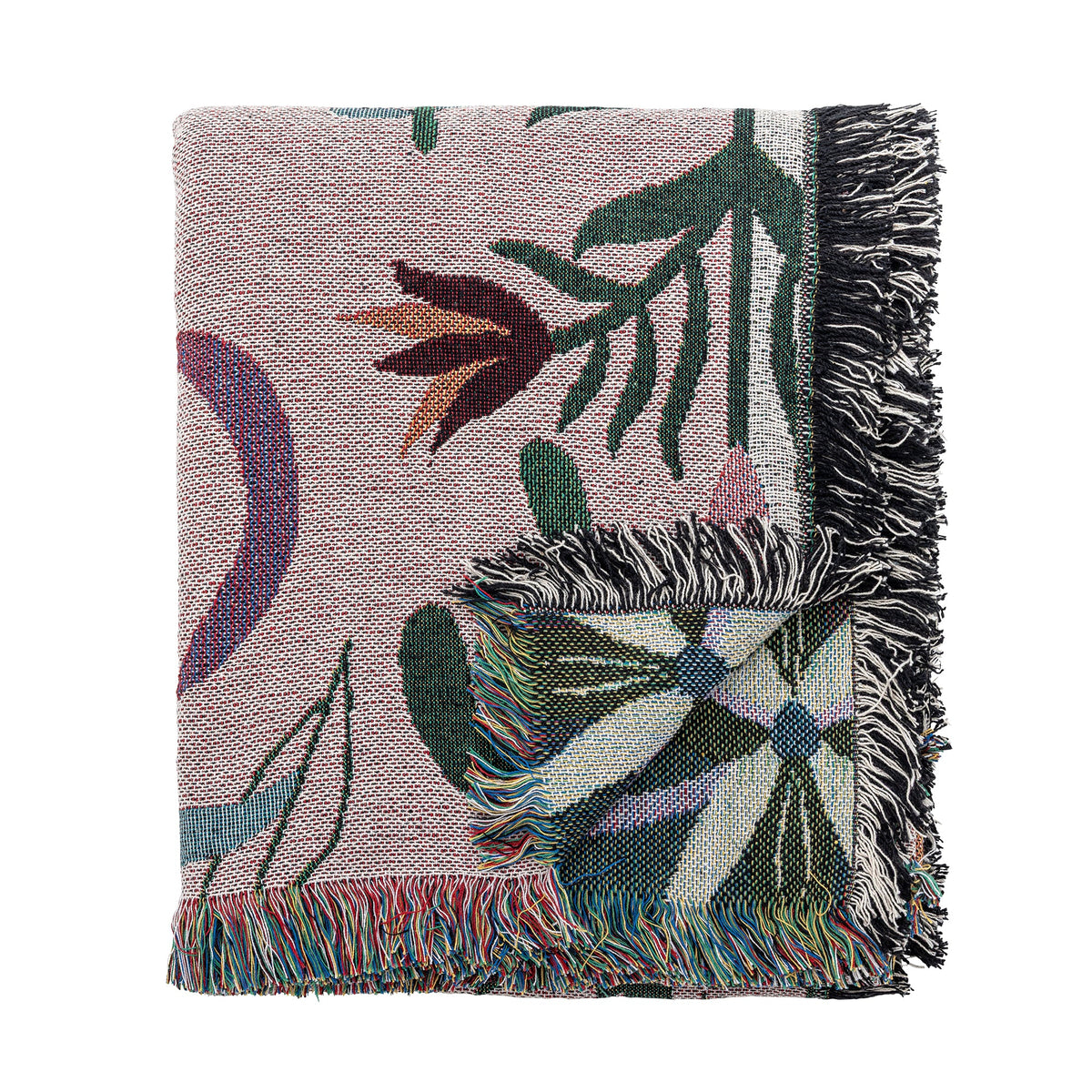 Yash plaid med botanisk mønster i bløde rosatoner fra Creative Collection
