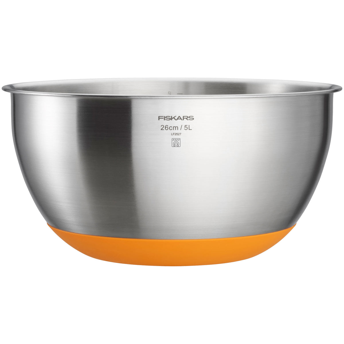 Fiskars Functional Form røreskål på 5 liter i rustfrit stål med skridsikker bund