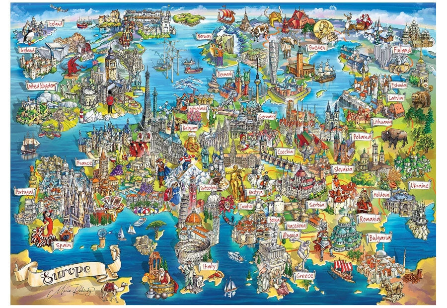 Eurographics puslespil Crazy Map of Europe med 2000 brikker