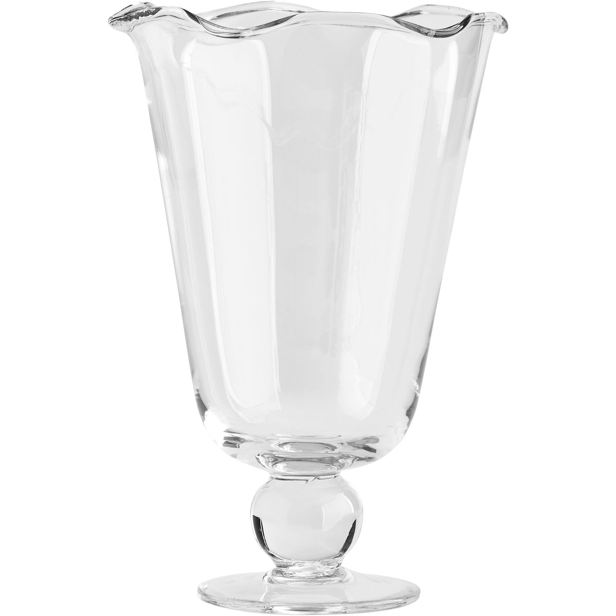 Klar glasvase med bølget kant, Decotique Karla, 26 cm høj