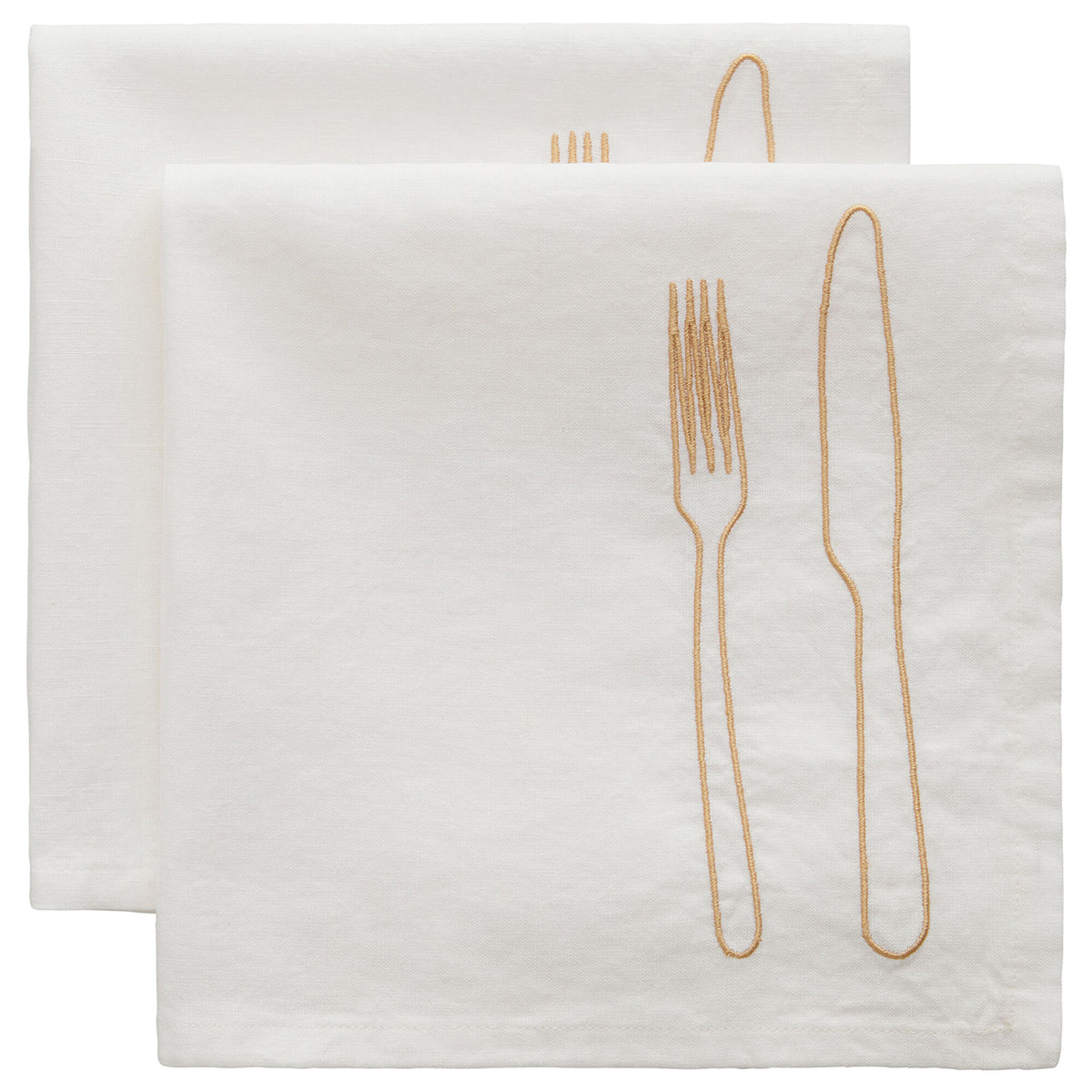 To servietter i latte fra Decotique La Tavola med broderet kniv og gaffel