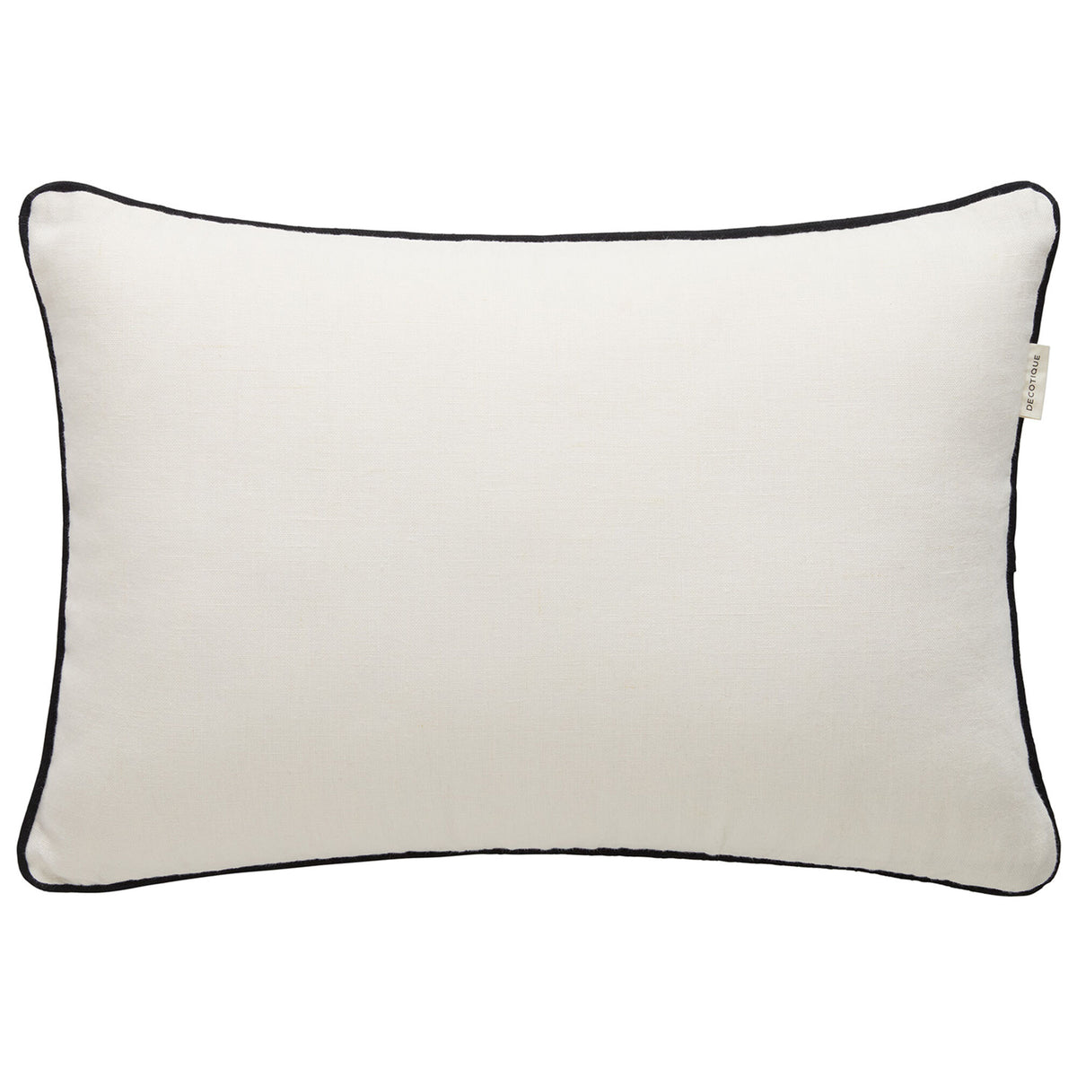 Decotique Soft aflang pude i offwhite hør med sort kant, 40 x 60 cm