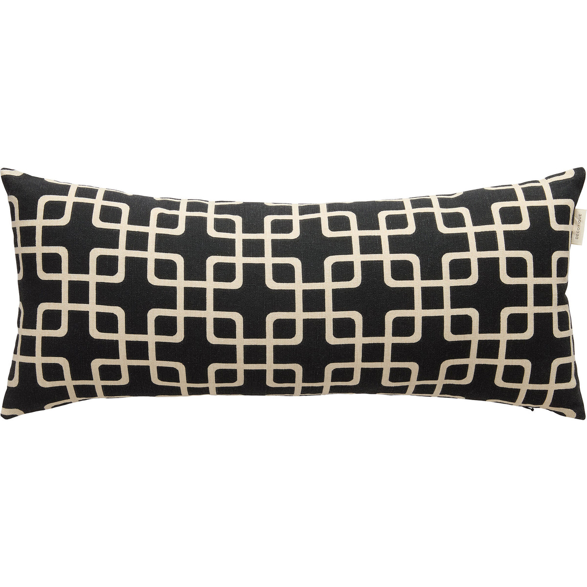 Aflang sort og hvid Decotique Elegance pude på 30 x 70 cm