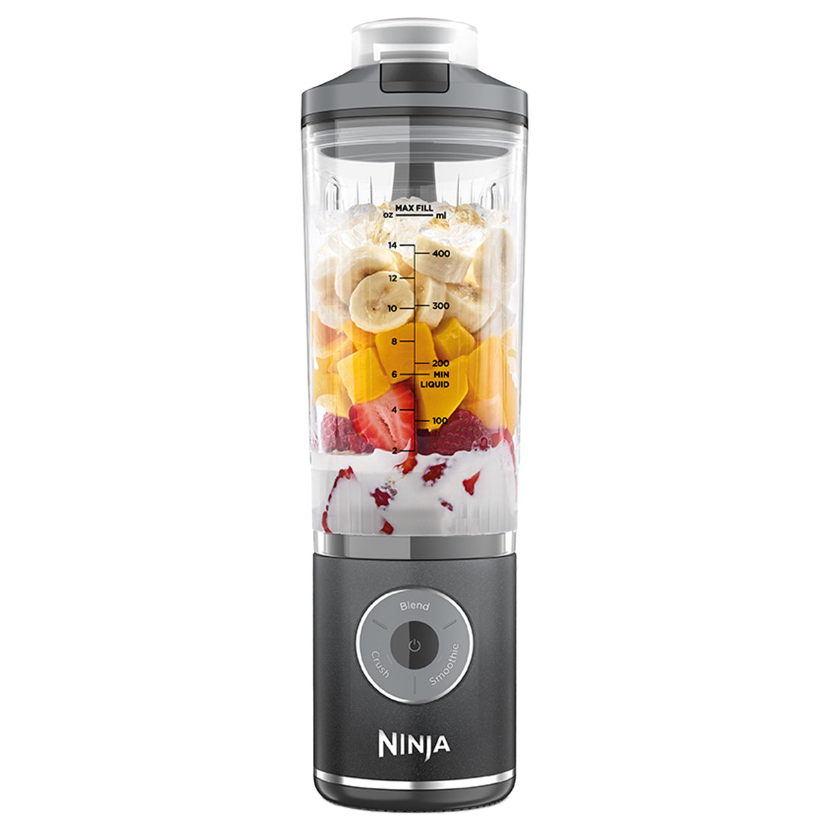Grå Ninja Blast Max trådløs blender, kompakt model på 1,2 kg