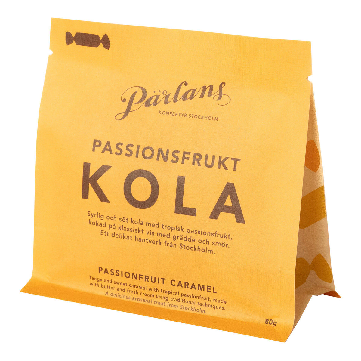 Pärlans Konfektyr karameller med passionsfrugt i pakke á 80 g