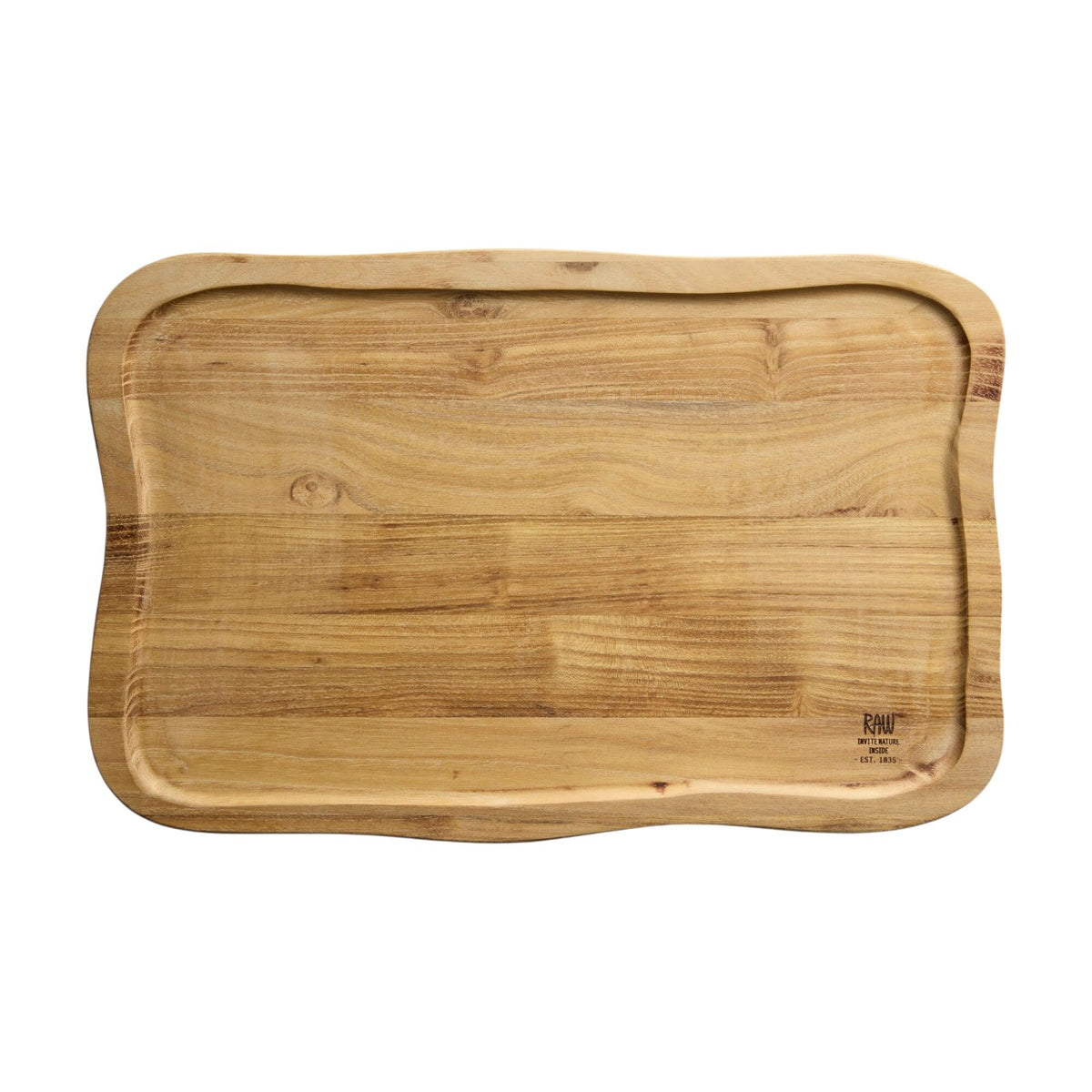 Aida RAW skærebræt i teak, 40 x 26 cm, med rille langs kanten