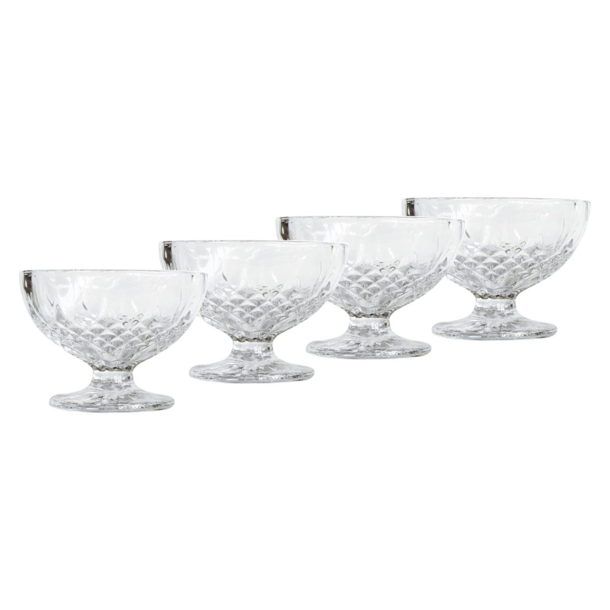 Fire Aida Harvey dessertskåle på 20 cl med facetslebet mønster og kort fod