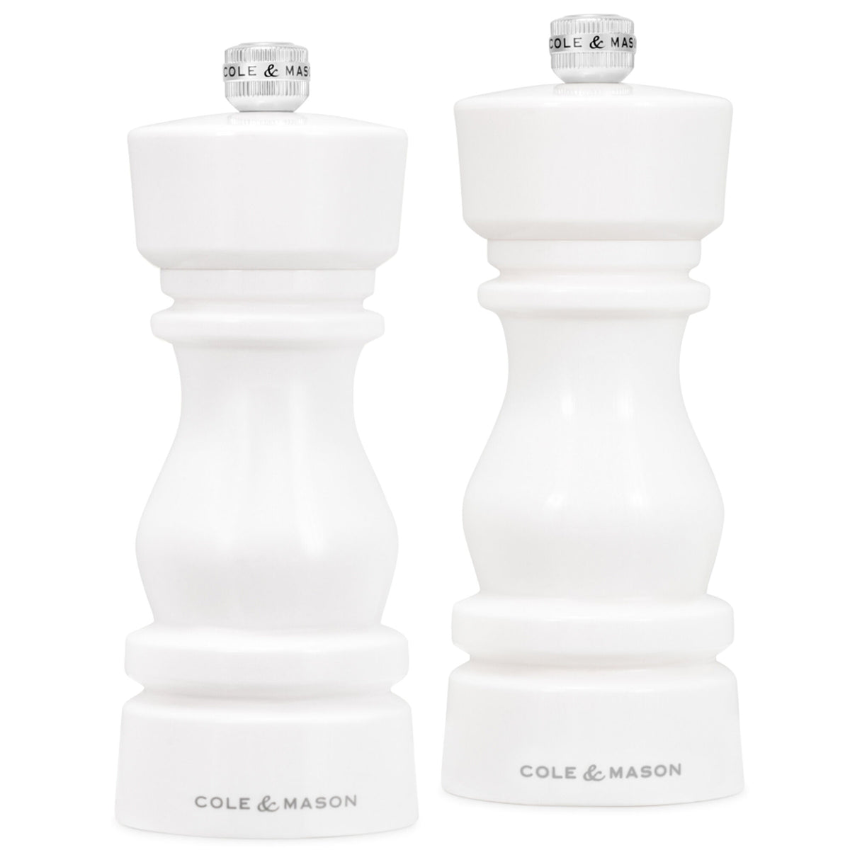 Cole & Mason London kværnsæt i hvid med salt- og peberkværn, 15 cm