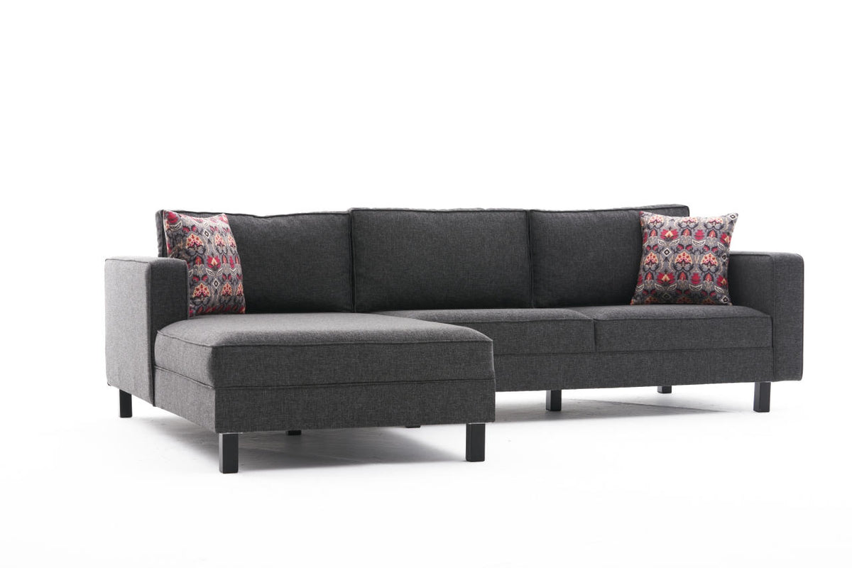 Nordvärk Kale Linen hjørnesofa, venstre udgave, i antracitgrå polyester