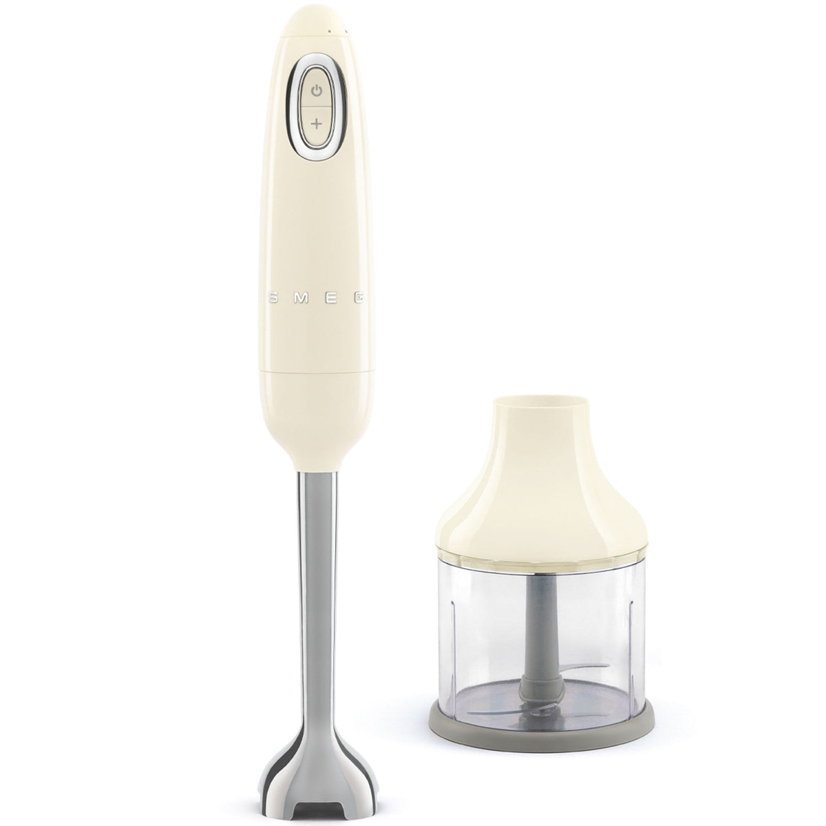 Cremehvid stavblender med hakker, Smeg HBF00CREU, i retrodesign