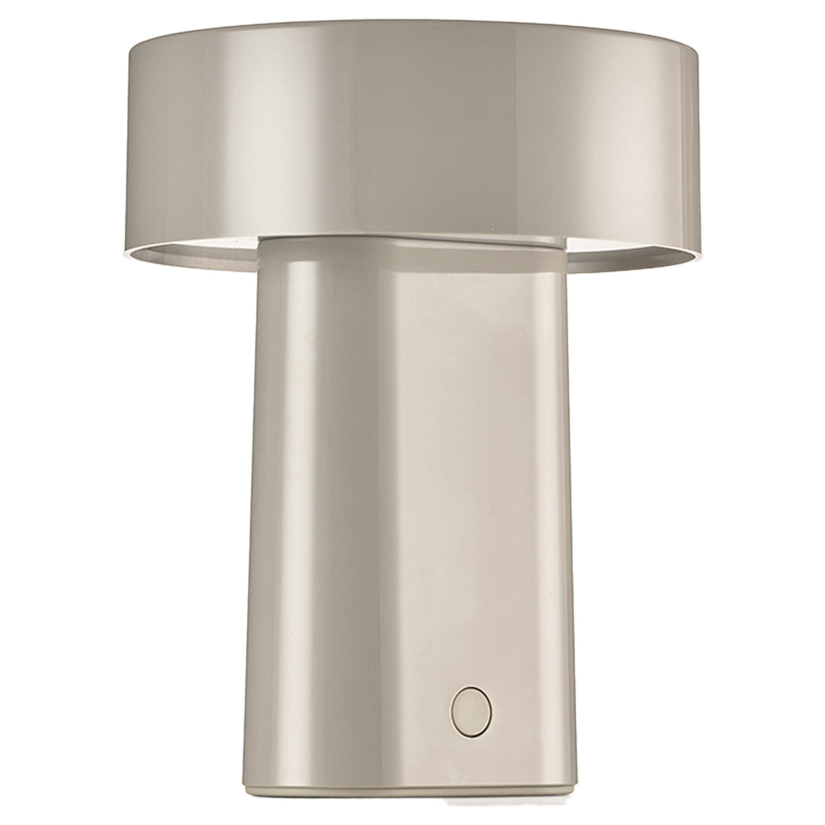Zone Oblong bærbar lampe i varmgrå med blank overflade og geometrisk form