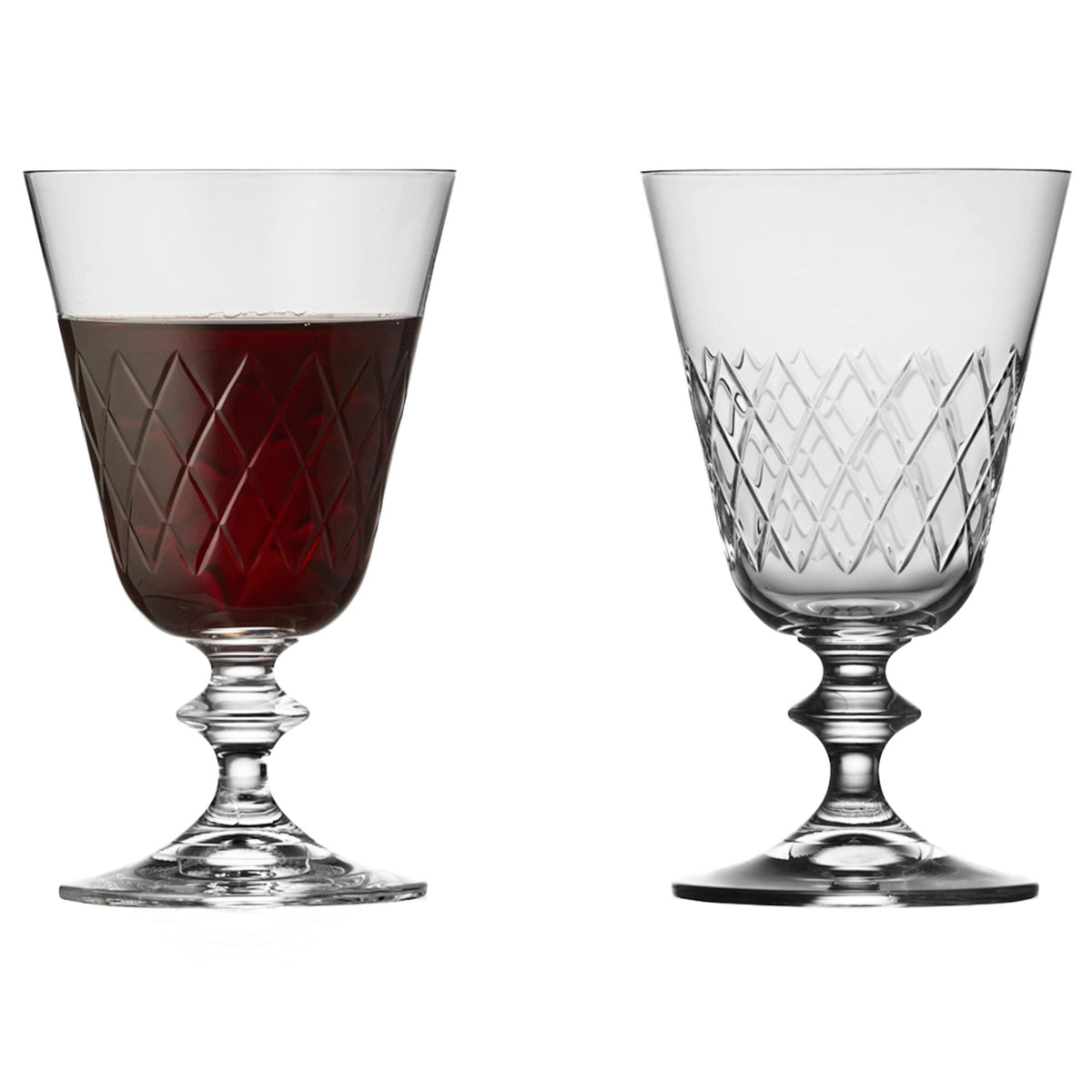 To Lyngby glas Eaton rødvinsglas, 26 cl, med diamantformet mønster