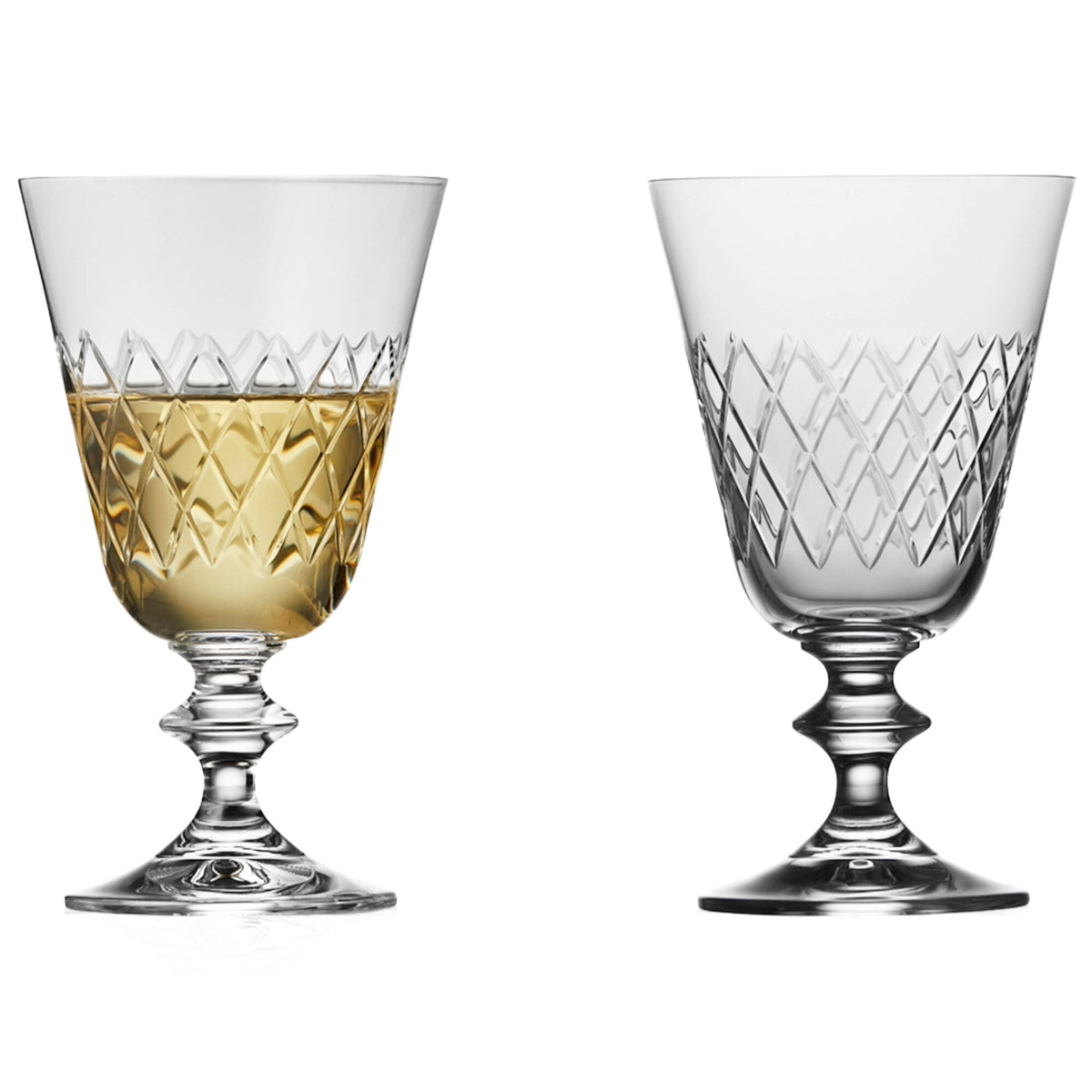 To Lyngby Glas Eaton hvidvinsglas på 23 cl med diamantformet mønster