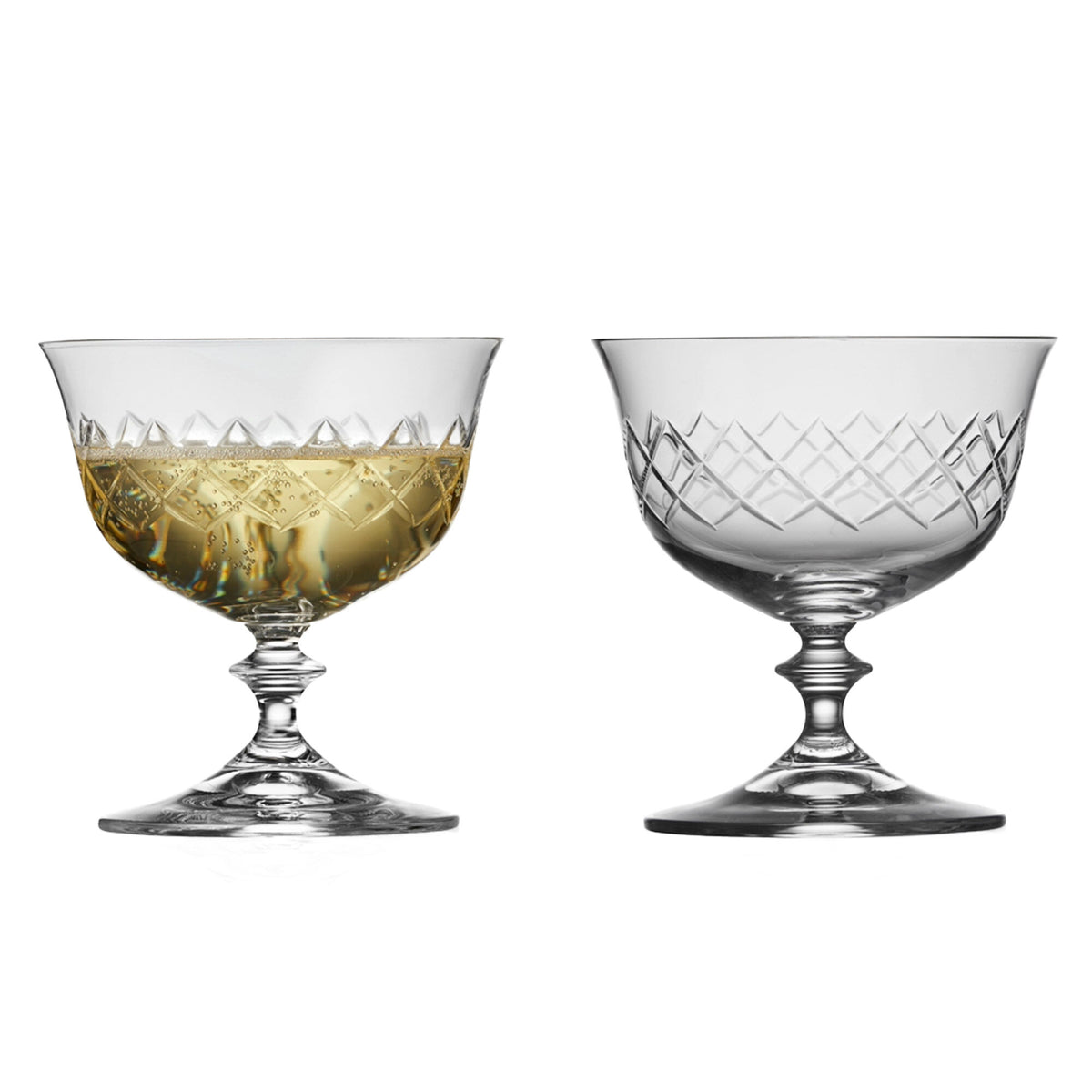 To Lyngby Glas Eaton champagneskåle med diamantformet mønster, 28 cl