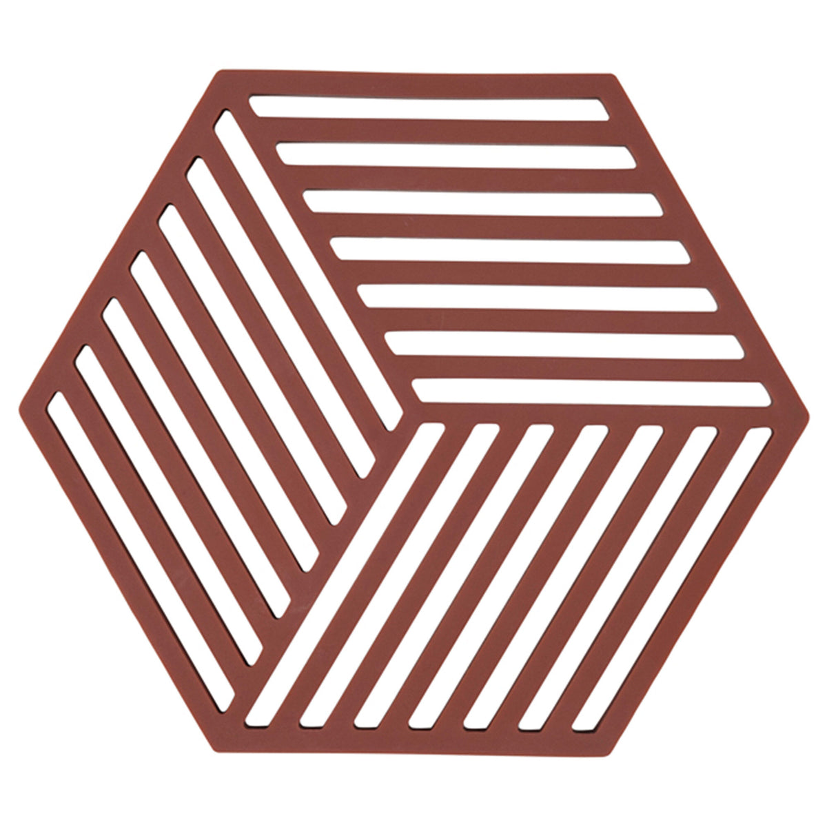 Bordeaux Zone Hexagon grydeunderlag i silikone med grafisk mønster, 16 cm