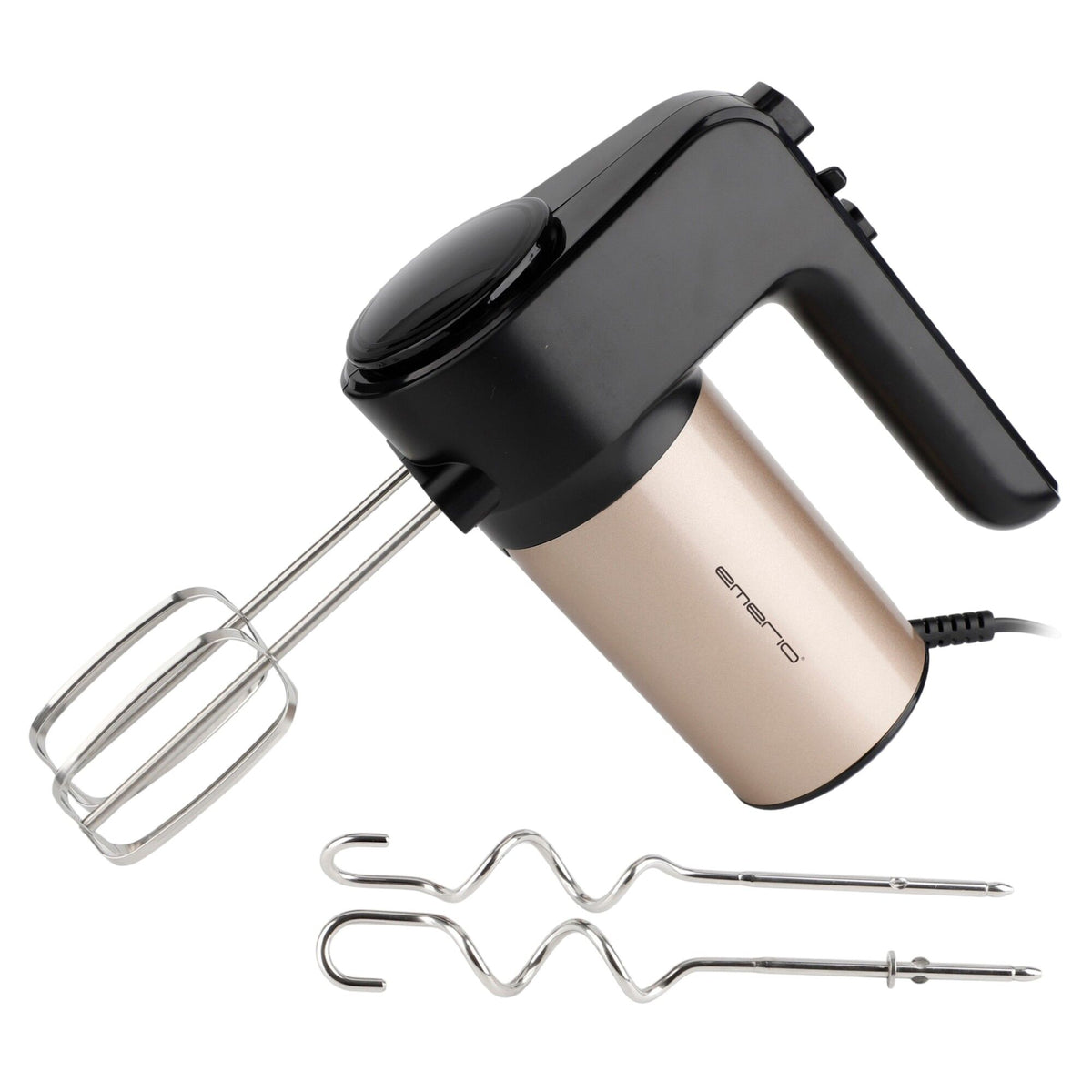 Emerio håndmixer 400 W i sort med silkemat guldfinish
