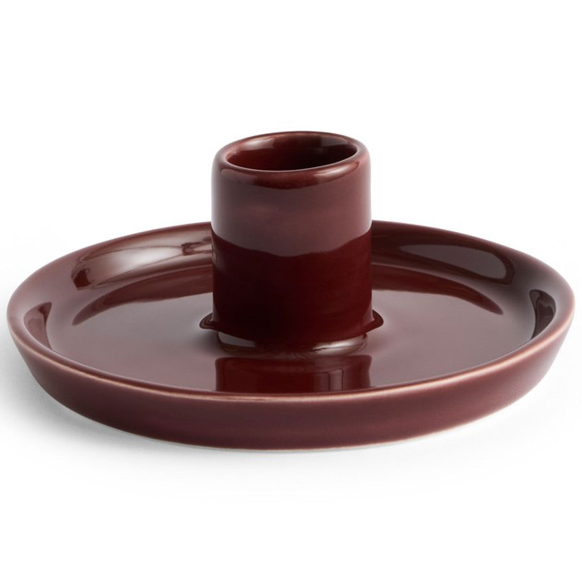 Hay Disc lysestage small i glaseret lertøj i farven chestnut brown