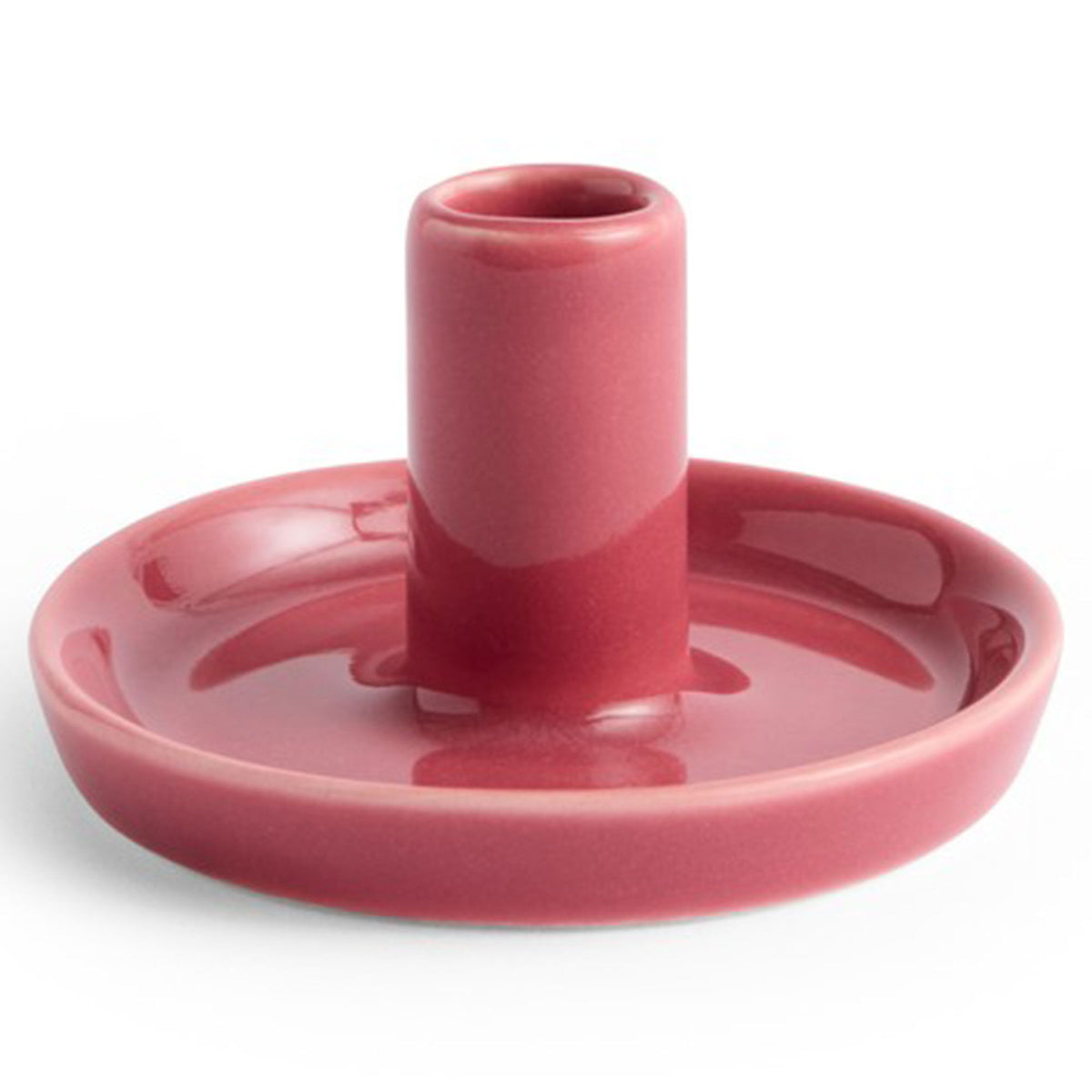 Hay Disc lysestage XS i glaseret lertøj i farven berry pink