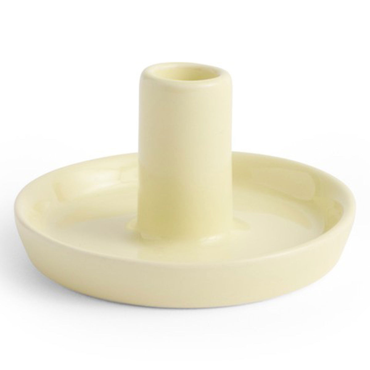 Hay Disc lysestage XS i lime white, glaseret stentøj med afrundet form