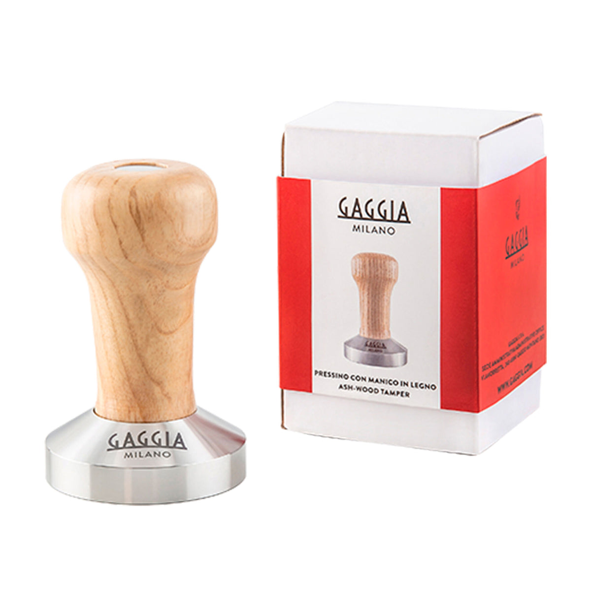 Tamper i træ fra Gaggia, 58 mm, til tampning af malet kaffe