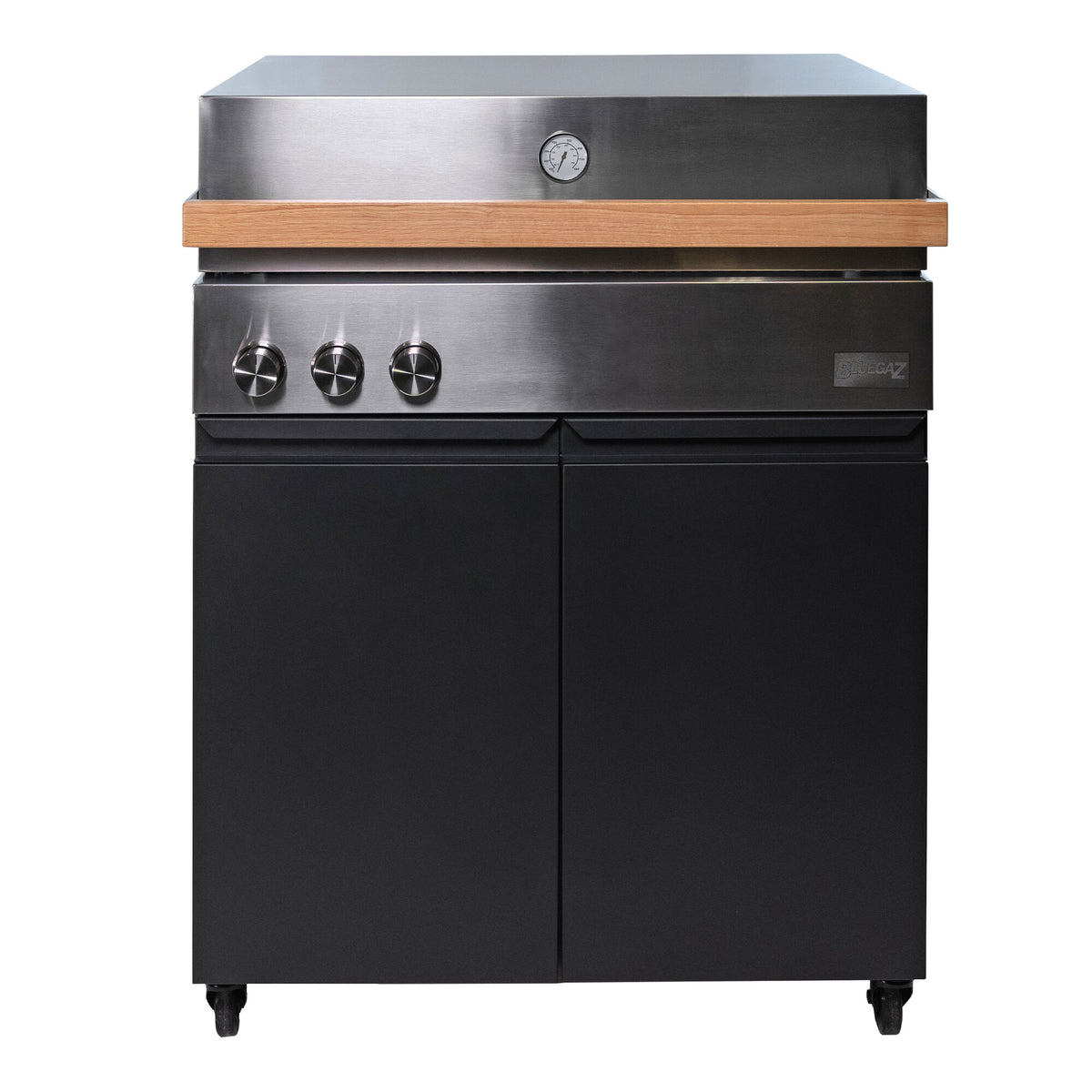Bluegaz Z gasgrill i rustfrit stål med sortlakerede detaljer