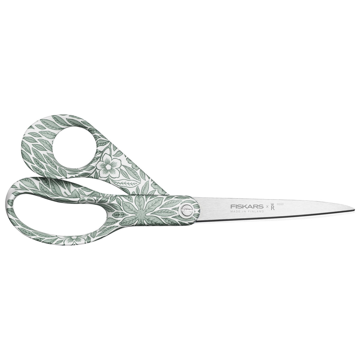 Fiskars x Rörstrand universalsaks med grønt Ostindia Floris-mønster på håndtaget